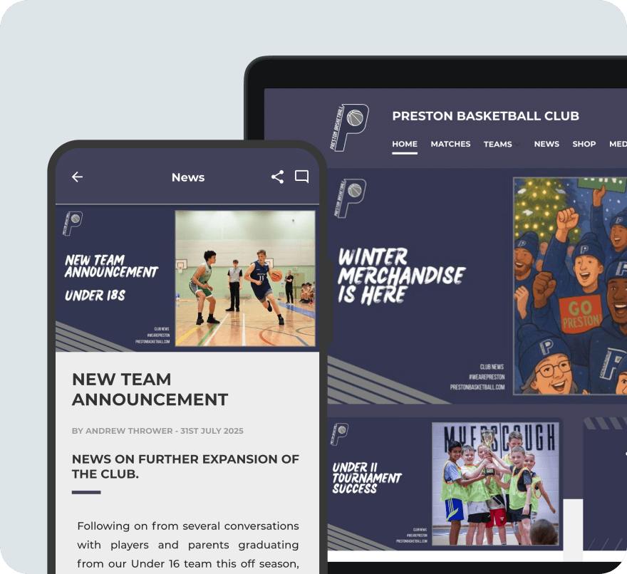 Pitchero platform showcase for basketball clubs